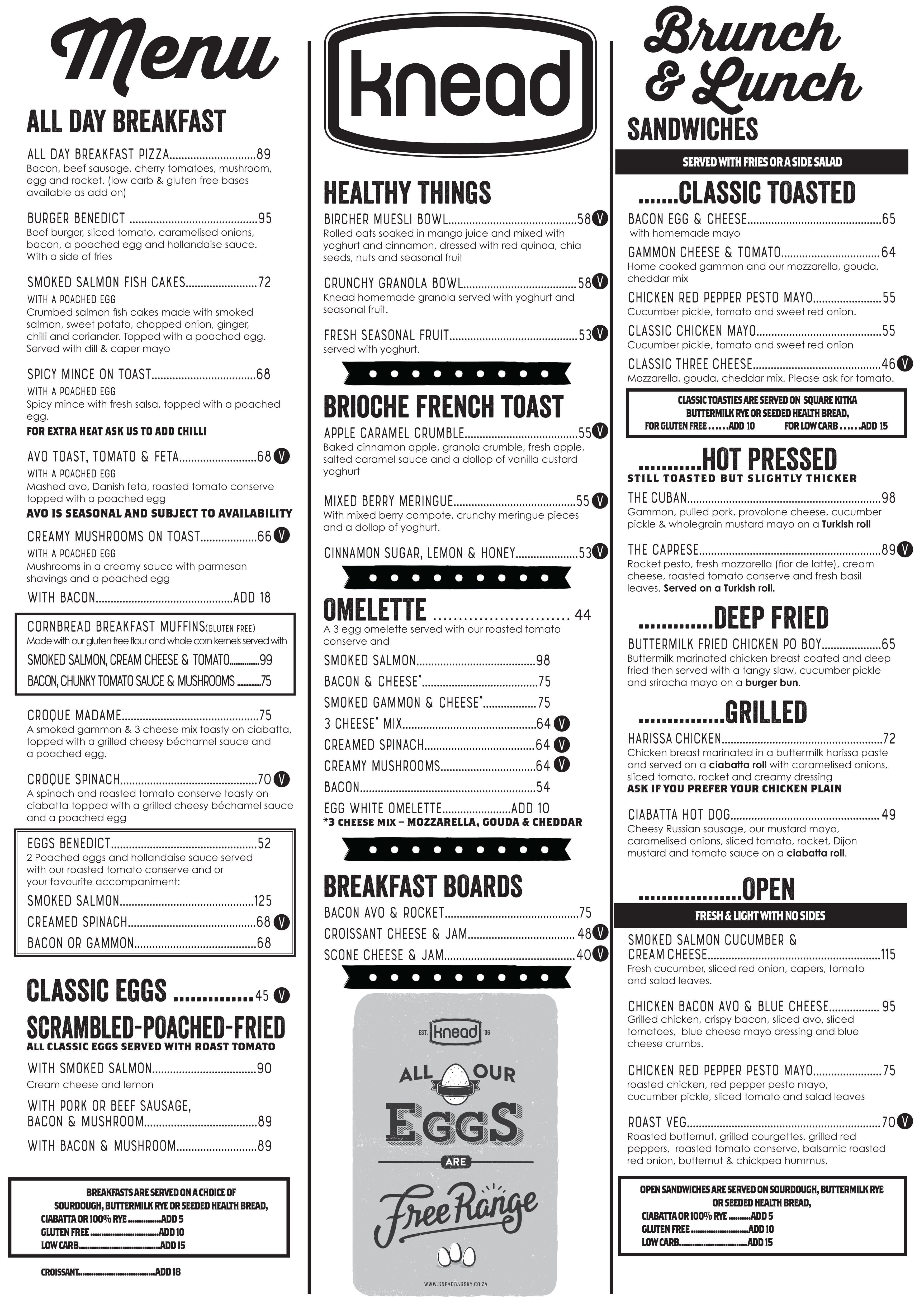 Knead Menu, Menu for Knead, Sea Point, Cape Town Zomato SA
