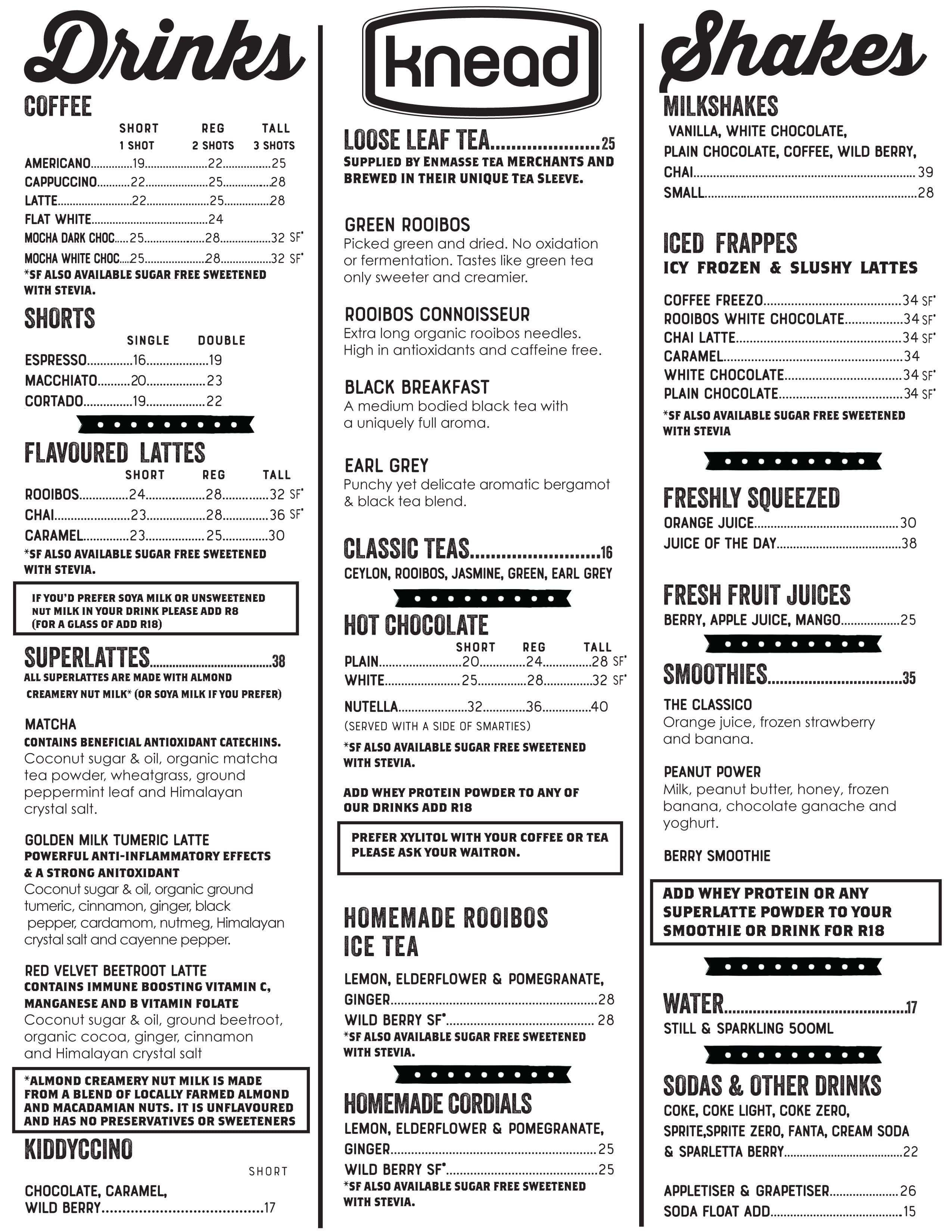 Kneaders Menu