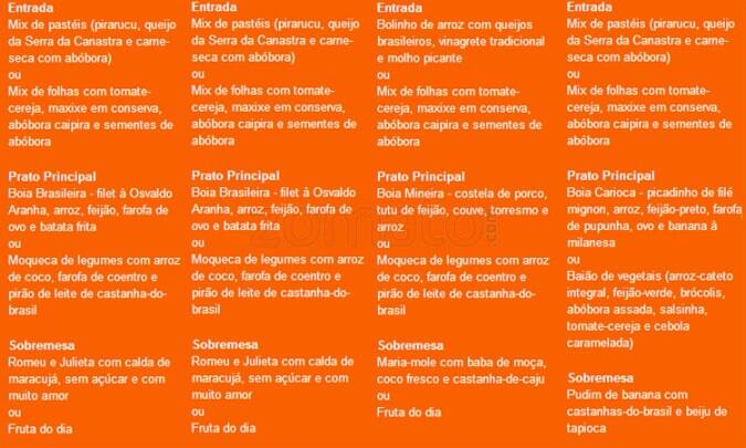 Brasil A Gosto cardápio