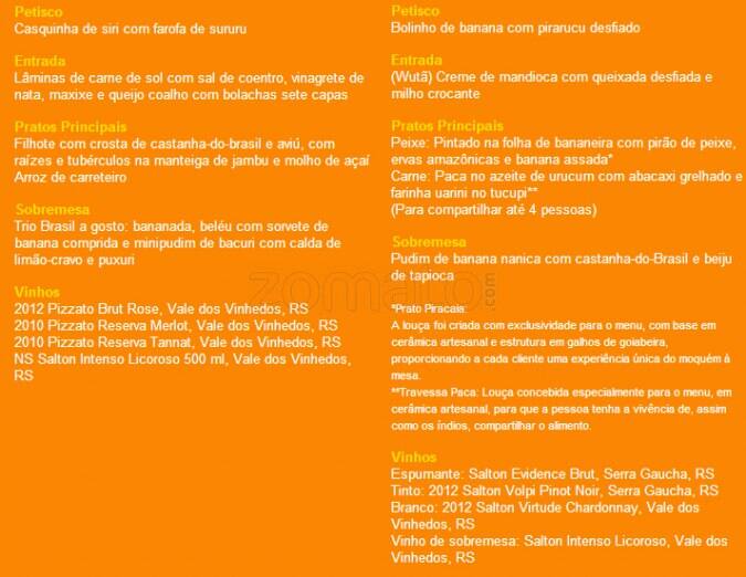 Brasil A Gosto cardápio