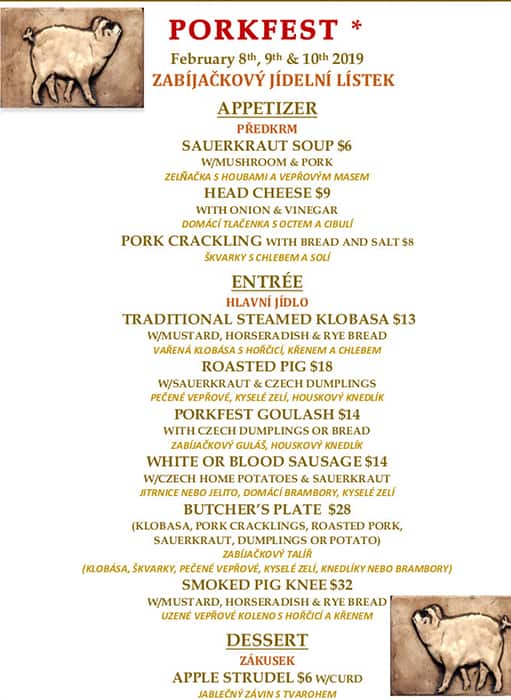 Menu at Bohemian Hall & Beer Garden pub & bar, New York City