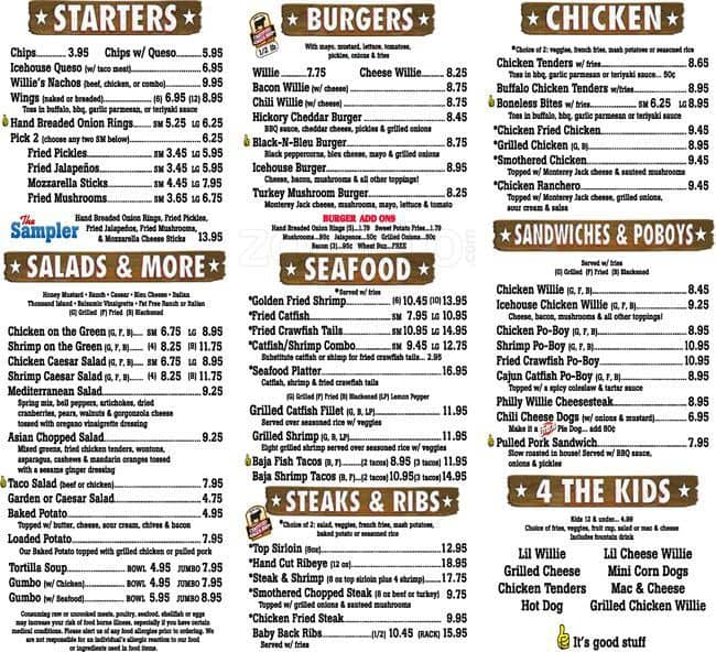 menu-at-willie-s-grill-icehouse-restaurant-san-antonio-n-loop-1604-w