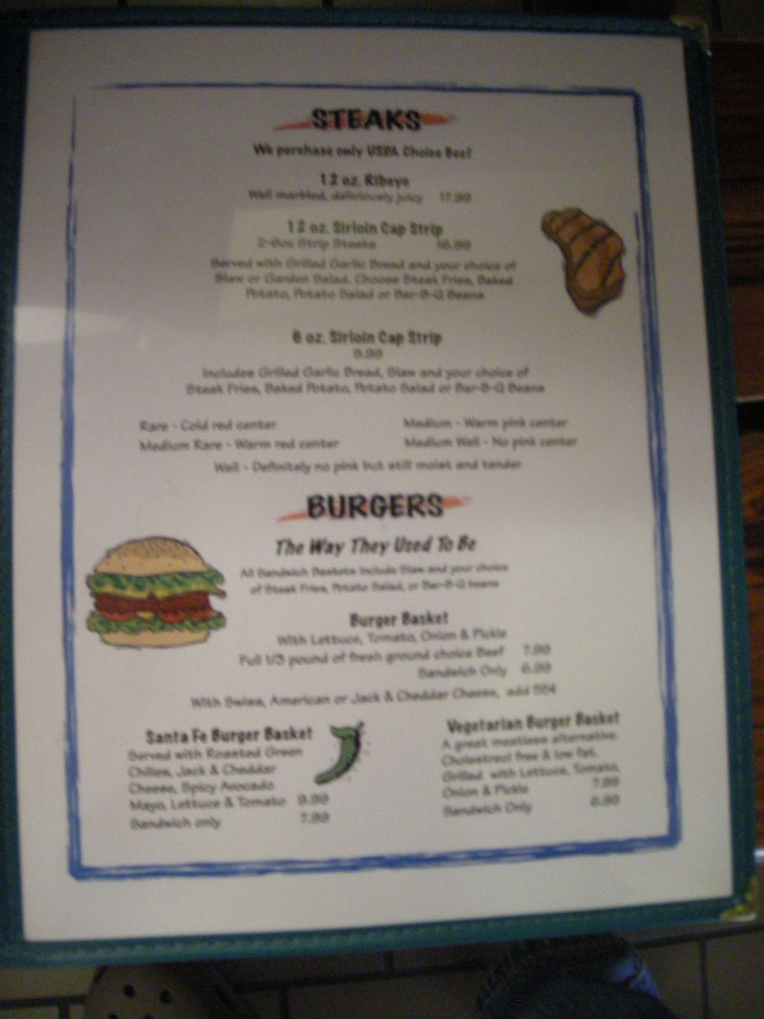 Menu at Slim's Bar-B-Q, Arcadia