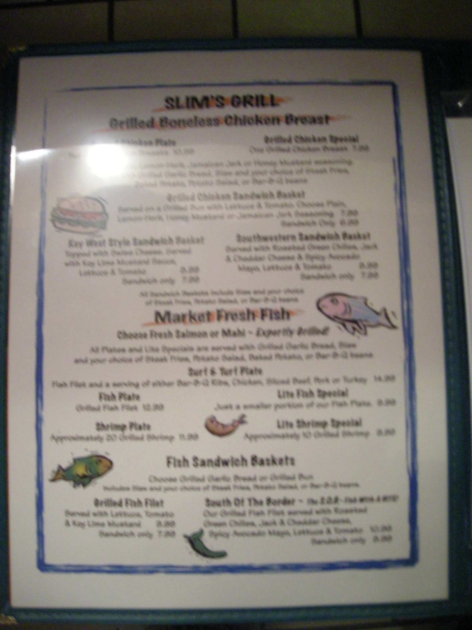 Menu at Slim's Bar-B-Q & Grill, Arcadia