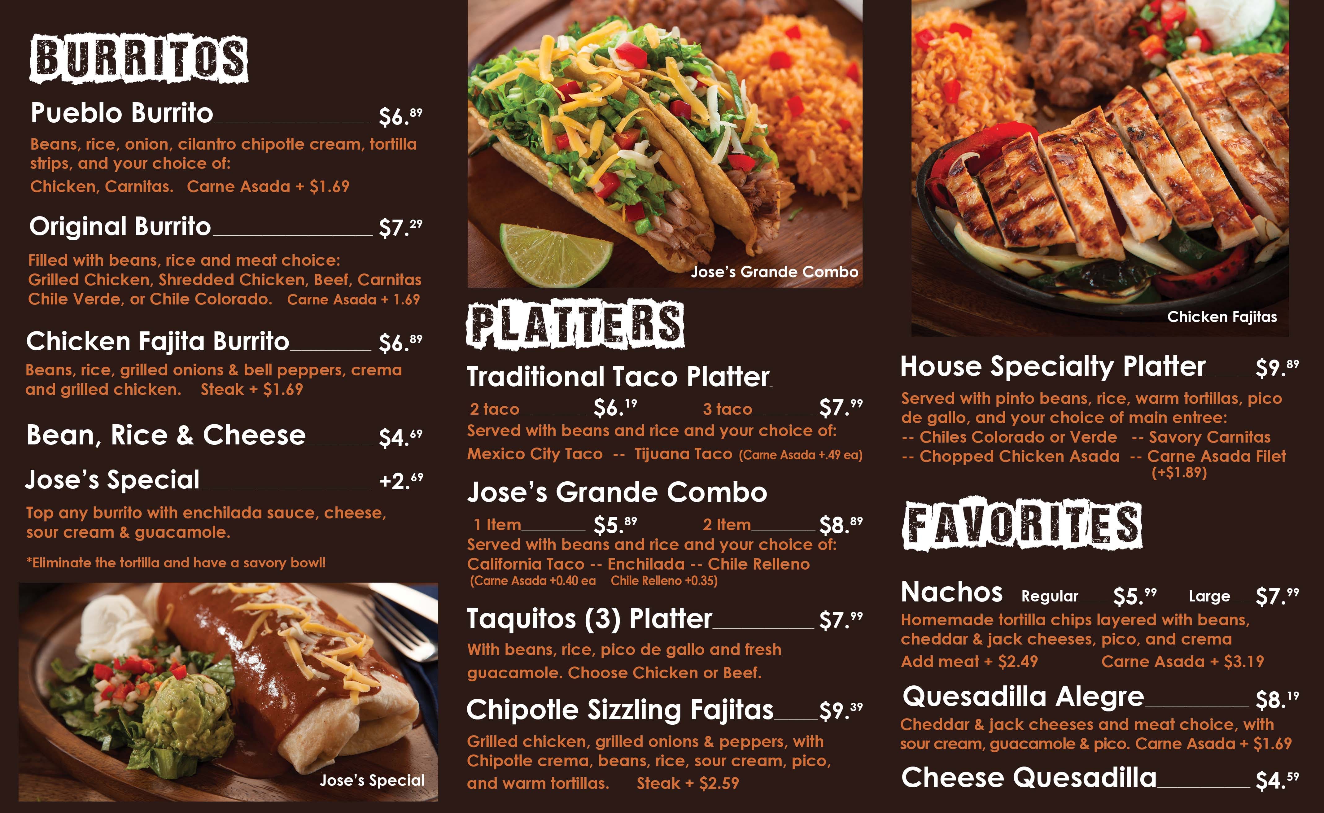 jose and sons mexican kitchen and bar menu