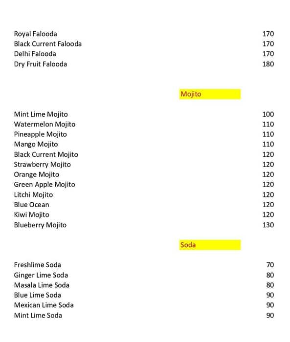 Menu Of Plan B, MVP Colony, Vizag