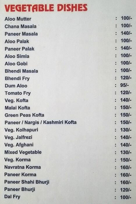 Menu at Natraj Restaurant and Bar, Mumbai, No. 108