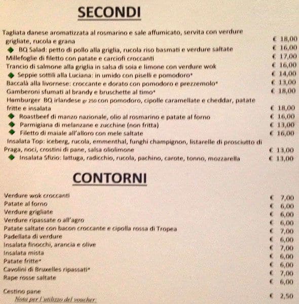 Menu di Bistrot Quirino 