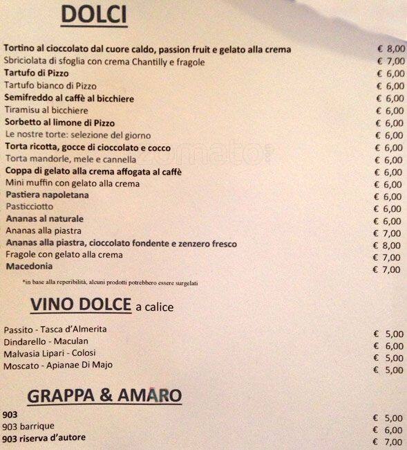 Menu di Bistrot Quirino 