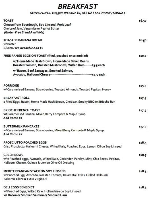 Deli in the Park Cafe Menu, Menu for Deli in the Park Cafe, Lindfield ...