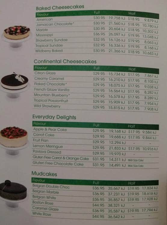 Menu at The Cheesecake Shop desserts, Boronia