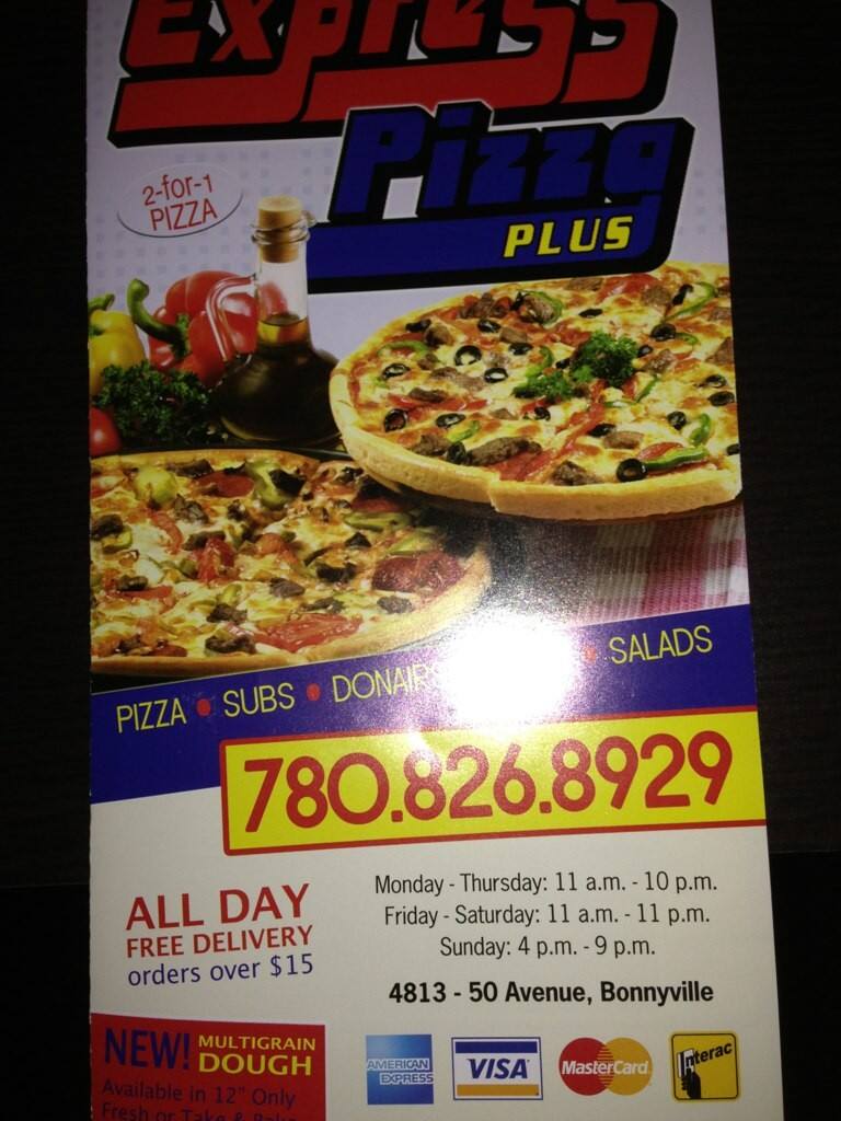 Express Pizza Plus Menu, Menu for Express Pizza Plus, Bonnyville