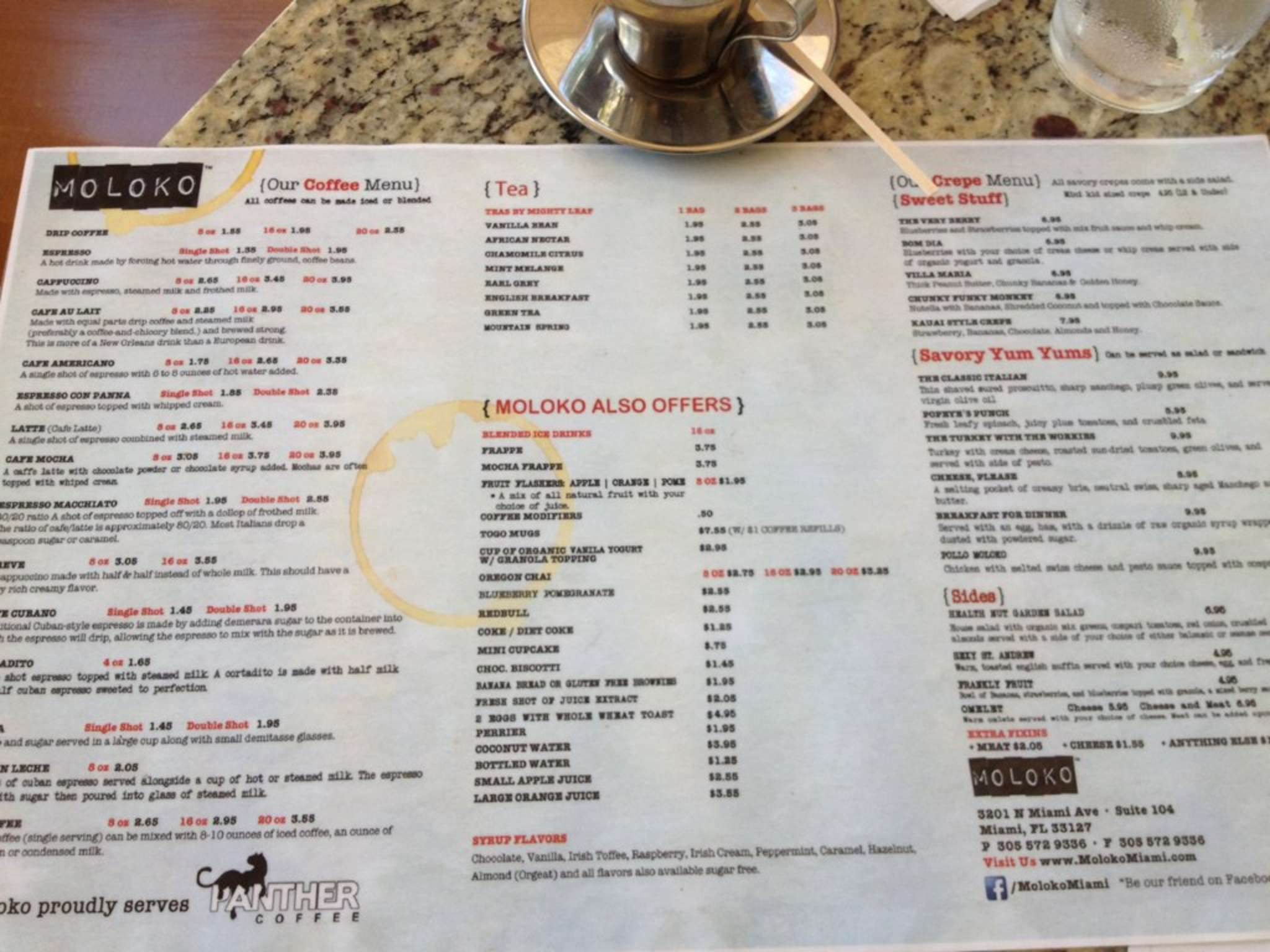 Moloko The Art of Crepe & Coffee Menu Urbanspoon/Zomato