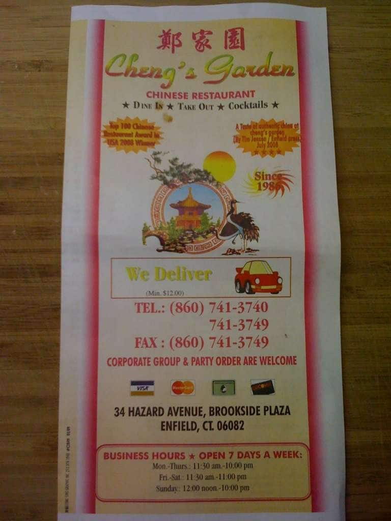 Chengs Garden Menu Menu For Chengs Garden Enfield Hartford