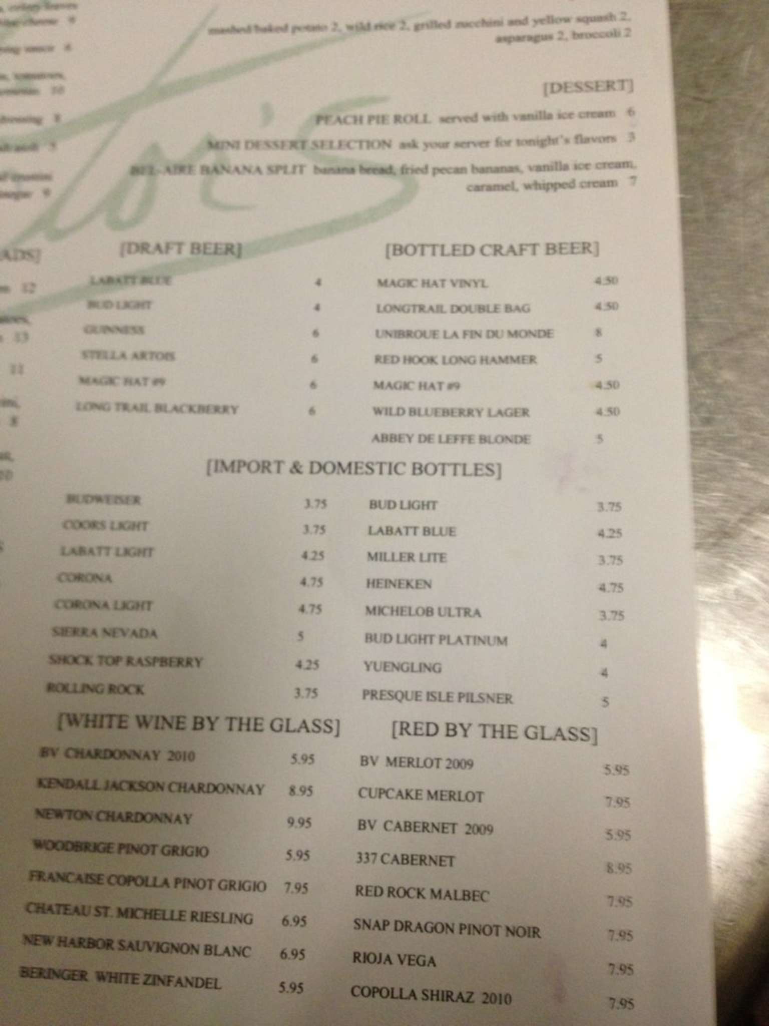 Menu at Victor's Restaurant, Erie