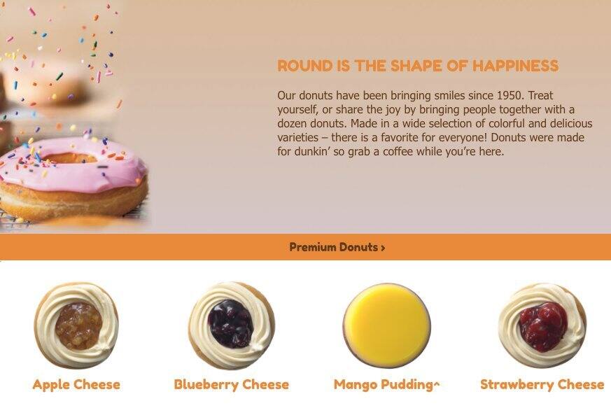 Dunkin Donuts メニュー