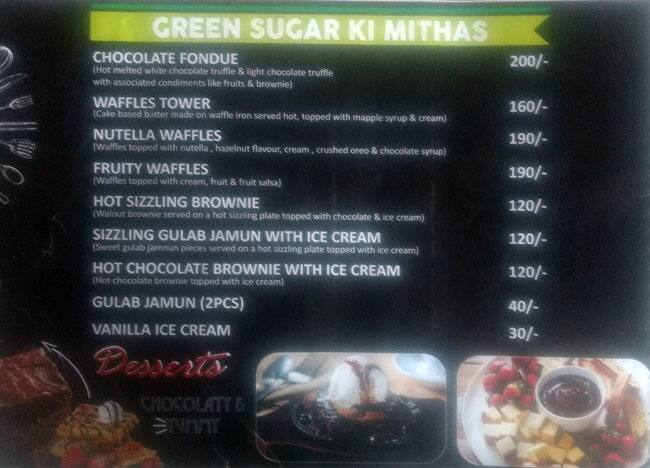 Green sugar menu