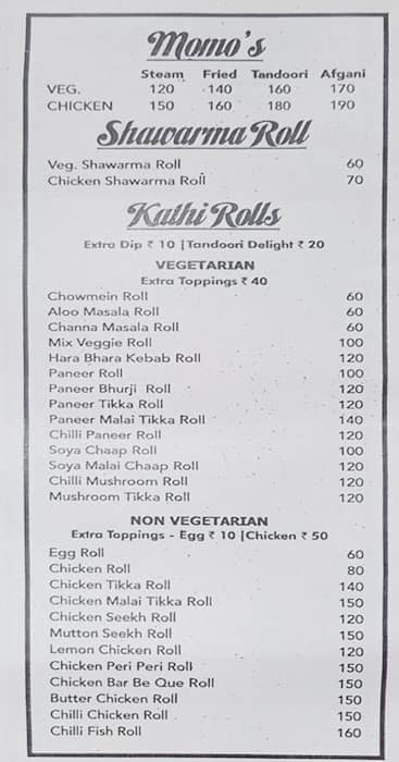 Dilkhush Restaurant menu