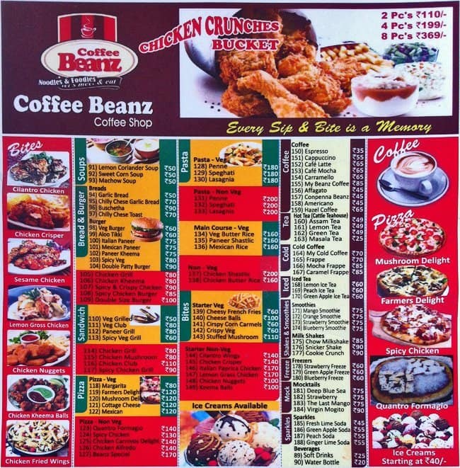Coffee Beanz Menu, Menu for Coffee Beanz, Alwal, Secunderabad Zomato