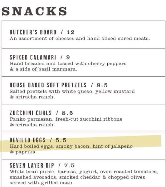 Brick House Tavern + Tap Menu, Menu for Brick House Tavern + Tap, I