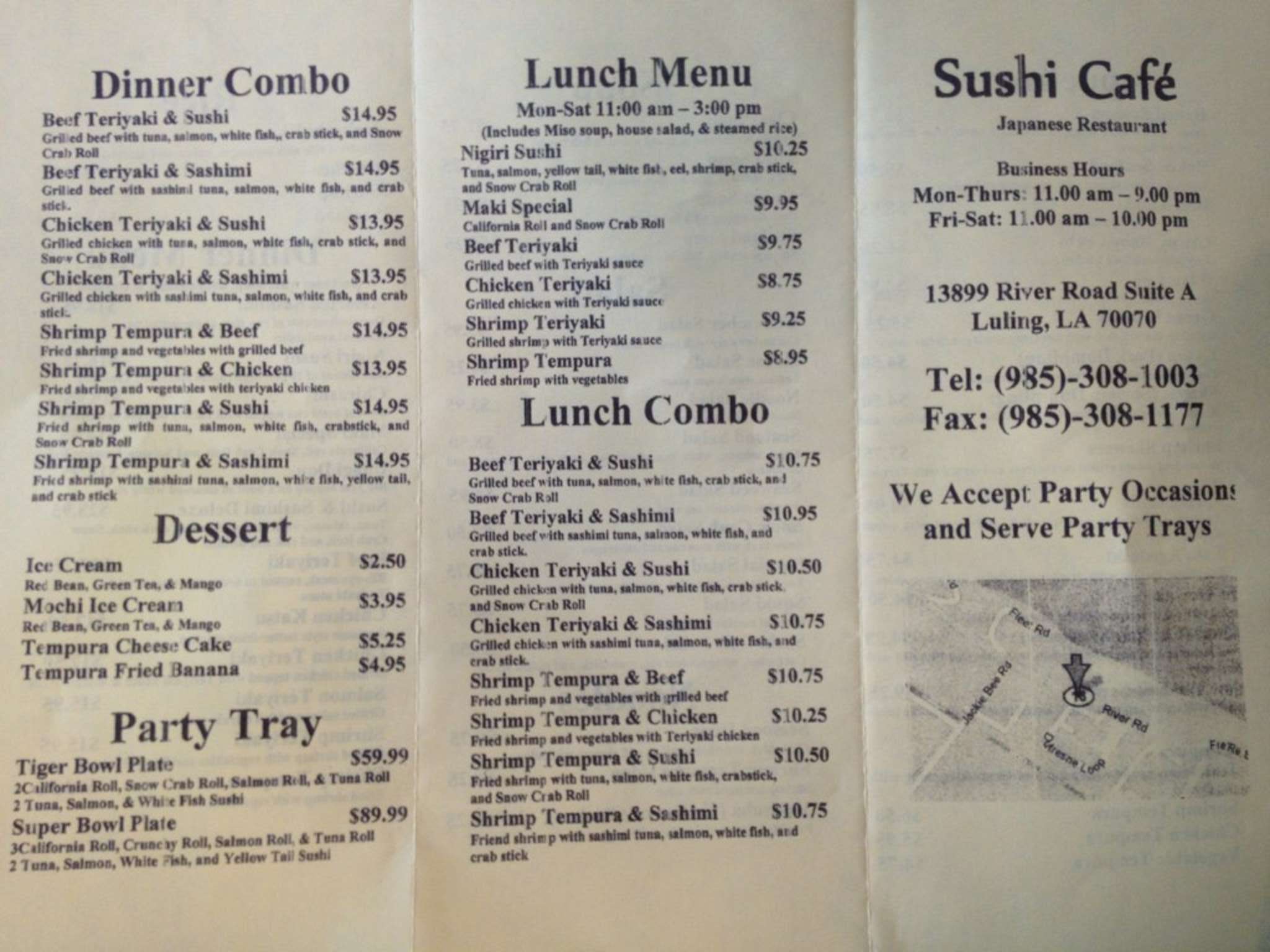 Carta de Sushi Cafe