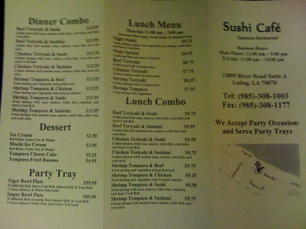 Carta de Sushi Cafe