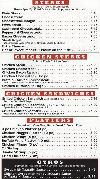 Menu at Classic Pizza pizzeria, Philadelphia