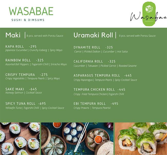 WASABAE menu