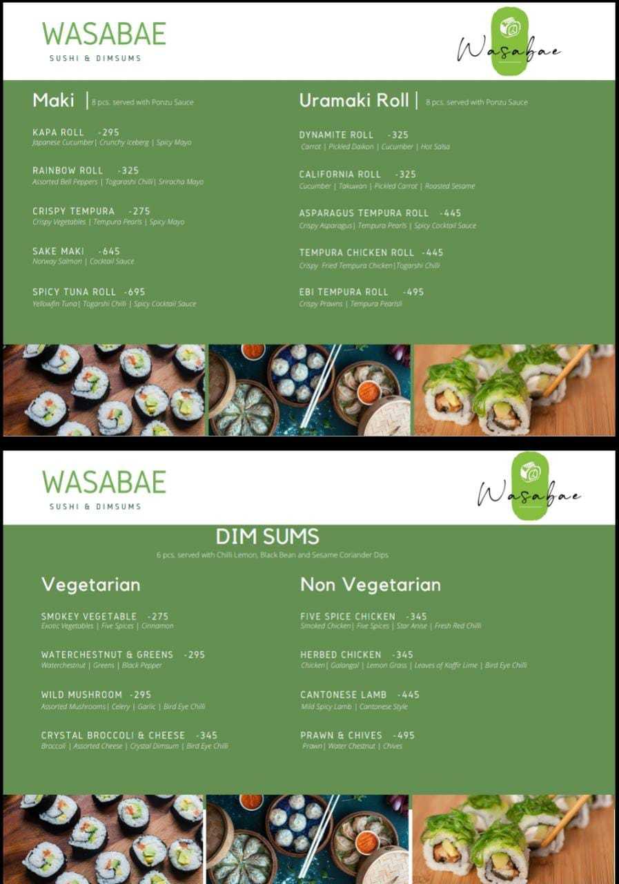 WASABAE menu