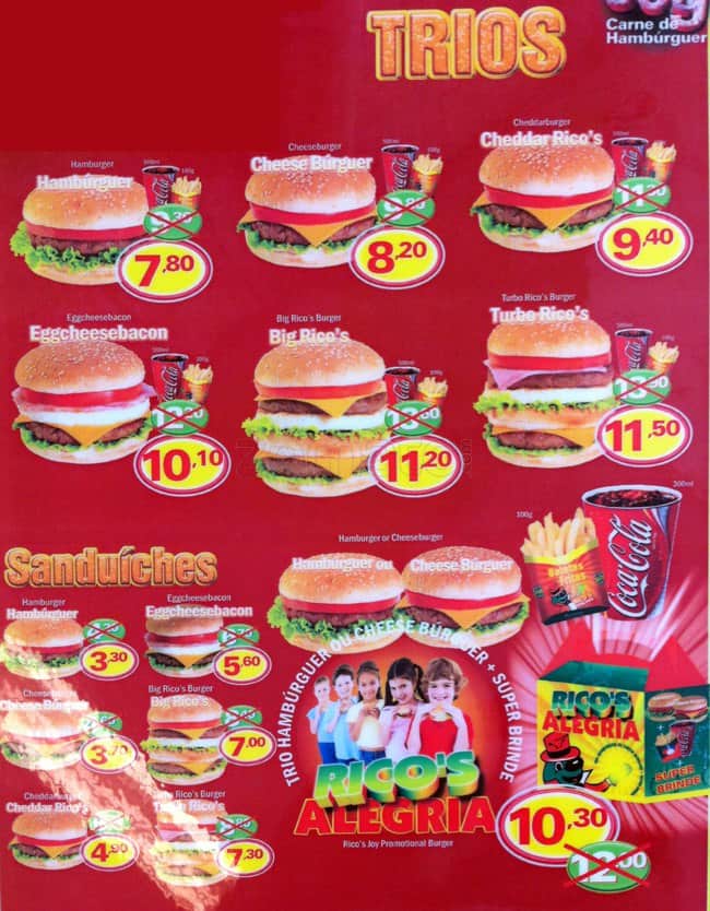 Rico's Lanches - Rua Conde de Bonfim cardápio