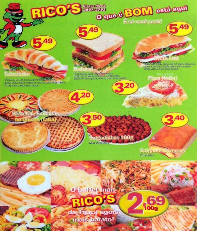 Rico's Lanches - Rua Conde de Bonfim cardápio