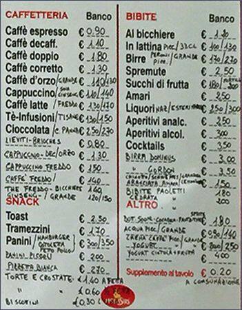 L'angolodel Caffè Speisekarte