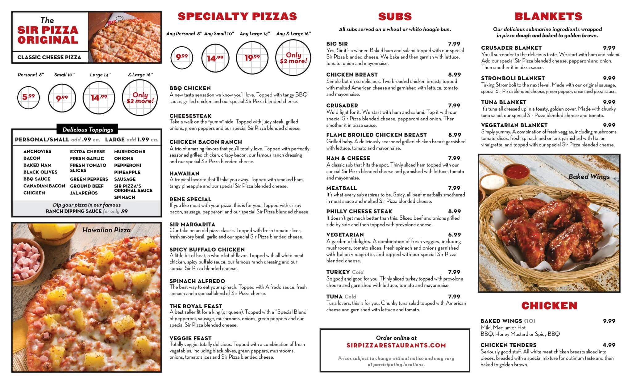 Sir Pizza Menu, Menu for Sir Pizza, Weston/Southwest Ranches, Miami