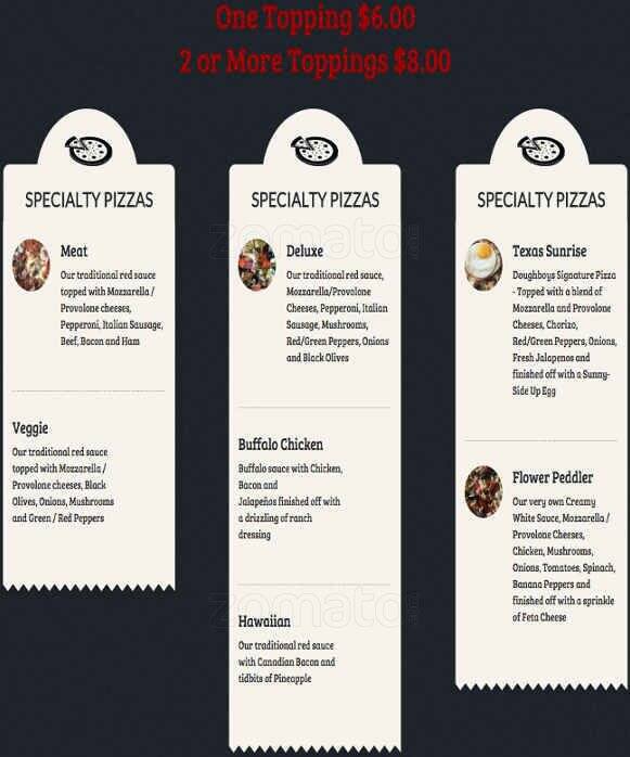 Doughboys Menu, Menu for Doughboys, Downtown, Dallas Urbanspoon/Zomato