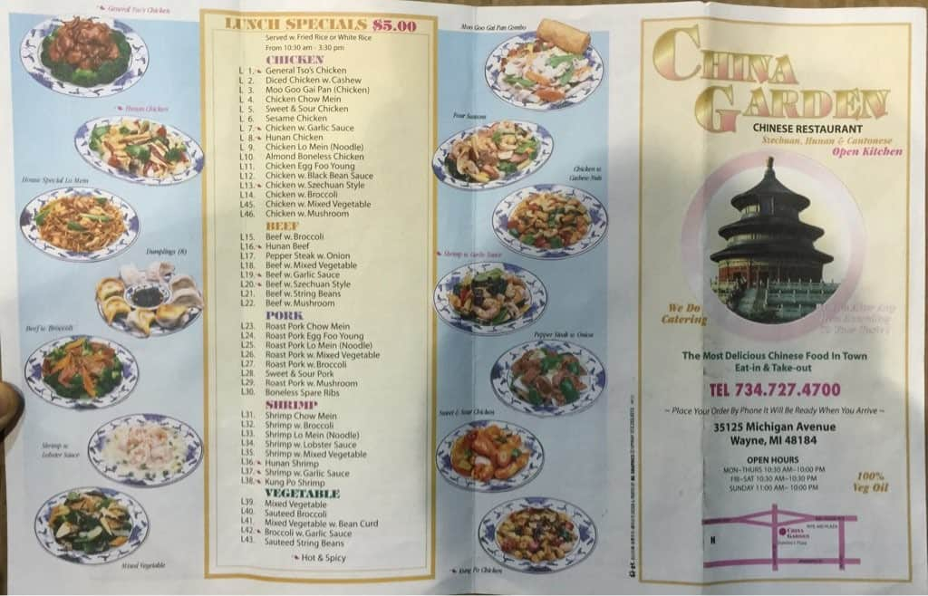 China Garden Menu Menu For China Garden Wayne Detroit