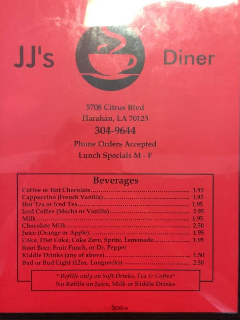 JJ's Diner Menu, Menu de JJ's Diner, Harahan, New Orleans - Urbanspoon ...