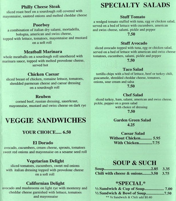 Menu at Deli Delight, Walnut Creek