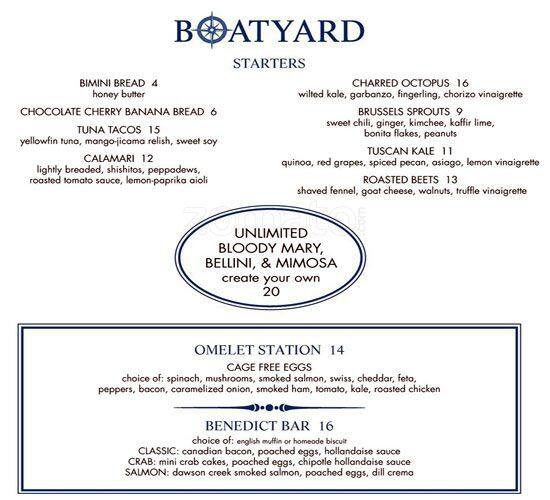 Menu At Boatyard Restaurant Fort Lauderdale SE 17th St