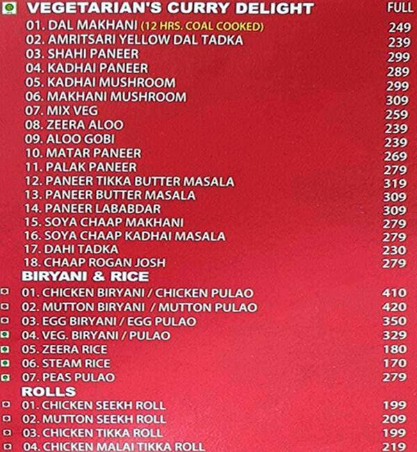 Menu at Butter Chicken Factory, Gurugram Rural