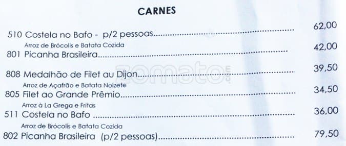 Derby Bar Gávea cardápio