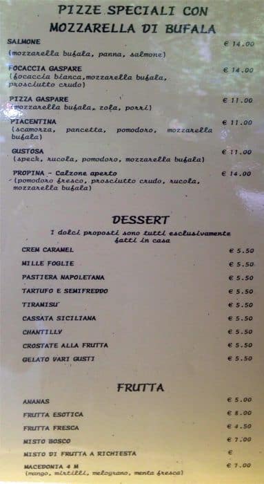 Menu di Da Gaspare 