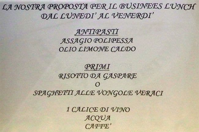 Menu di Da Gaspare 