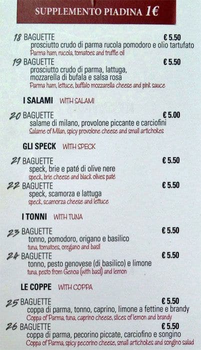 Menu di Pandino 