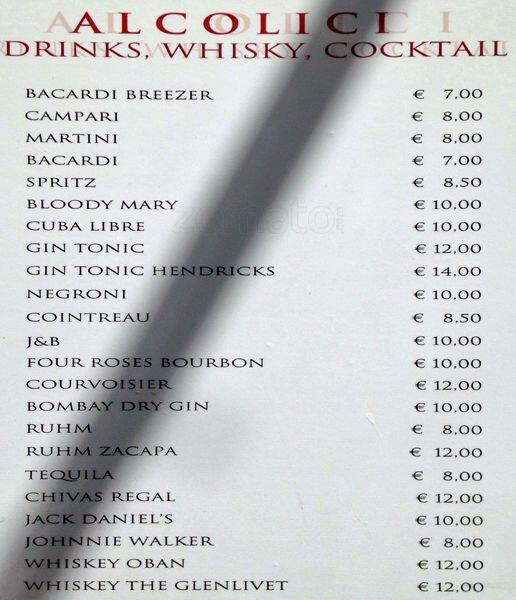 Imperium Bar Speisekarte