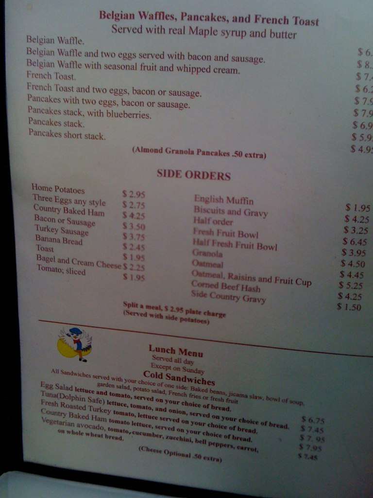 Menu at Golden Egg Cafe, Ventura, E Main St