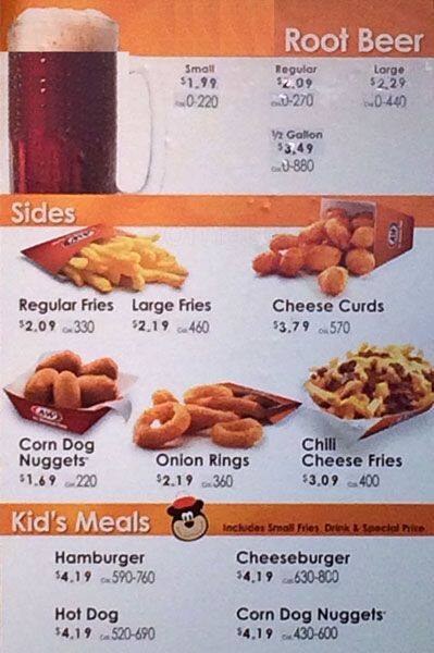 A&W Restaurant menu
