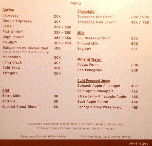 WoodPecker Coffee Menu, Menu untuk WoodPecker Coffee, Melawai, Jakarta