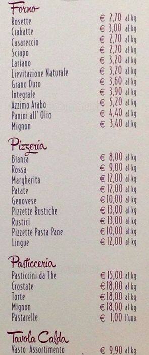Menu di Pane Amore e Fantasia 