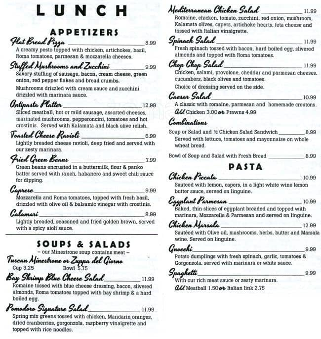 Pomodoro Menu, Menu for Pomodoro, Tacoma, Tacoma - Urbanspoon/Zomato