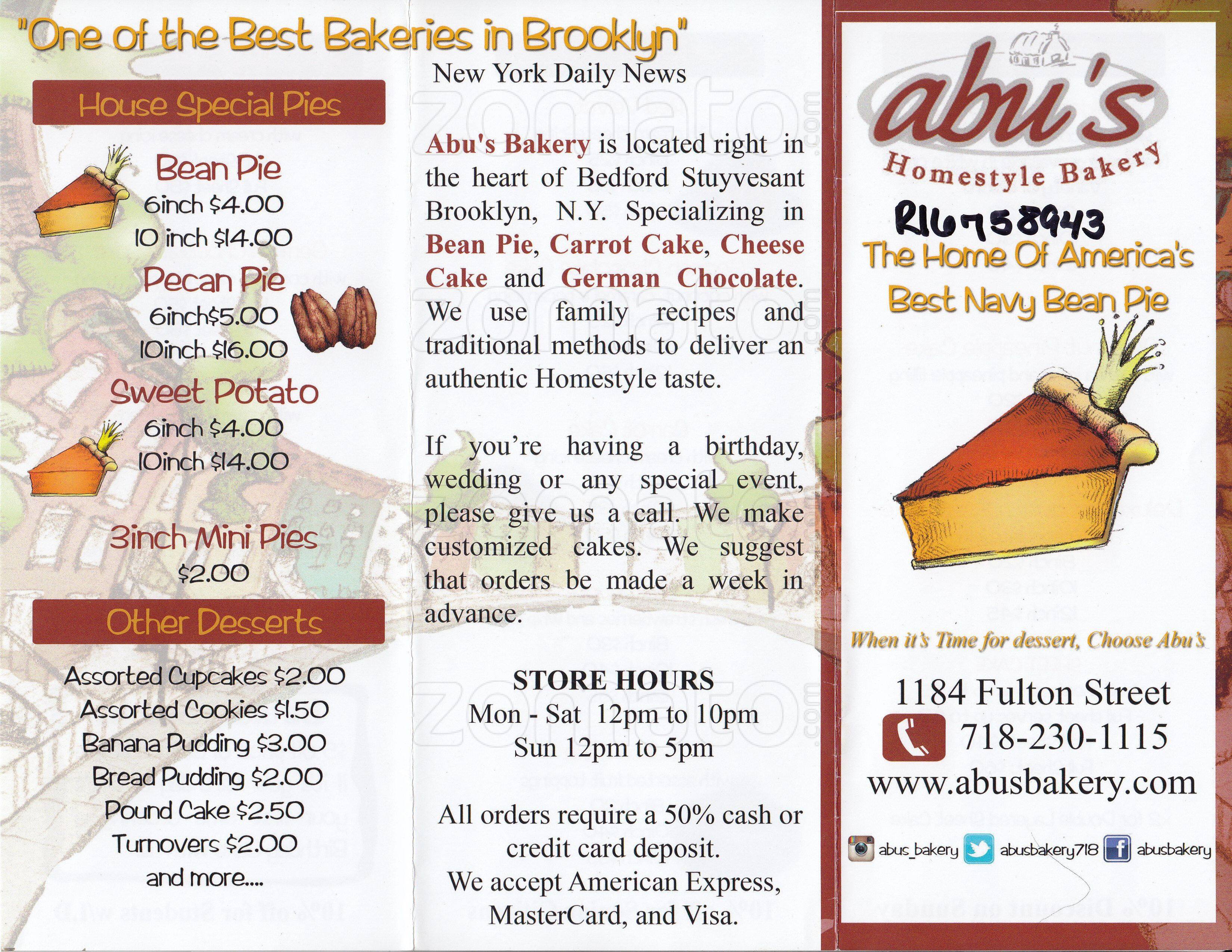 Abu's Bakery Menu, Menu For Abu's Bakery, Bedford-Stuyvesant, New York ...